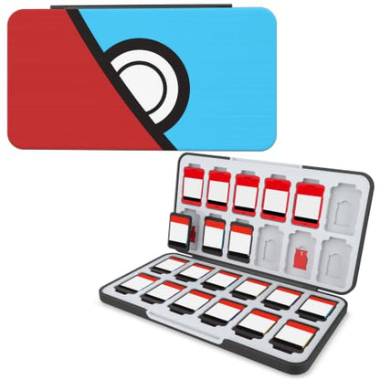 HEIYING Game Card Case Compatible with NINTENDO SWITCH 2 / Micro SD Cards | Portable Game Card Holder, Hard ABS Shell with Soft Silicone Lining, Dedicated Card Slots,Magnetic Closure for Easy Access - color: Blue Peek Red
