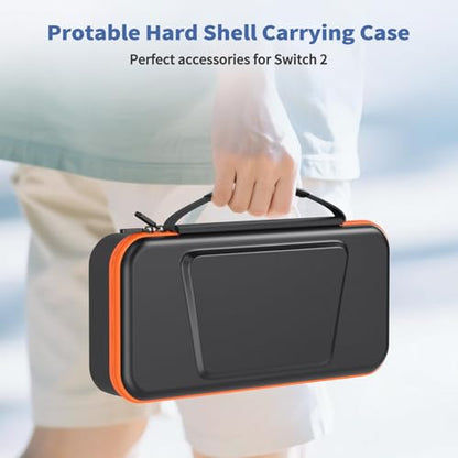 FASTSNAIL Charge Inside Carrying Case for Nintendo Switch 2/Switch 1/ OLED | 9 Game Card Slots, PP Hard Shell Travel Case for Switch 2 Accessories, for Sega Master System Games - size: 2.8 inch