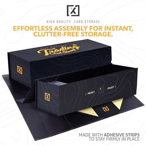 HOMEXPRO Trading Card Storage Box [3 PACK] - Magnetic Lid | Fits 800 Cards, 200 Toploaders, or 50 One Touch - Baseball Card Storage Box - Labels included - style: 3 Pack