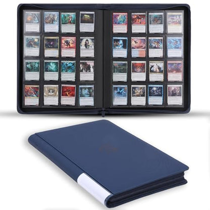 Snekdy premium 1024-pocket trading card binder, 16-pocket cards album, waterproof PU-leather Cover album with side loading, holds gaming, baseball, basketball & sports cards (Blue) - color: Blue