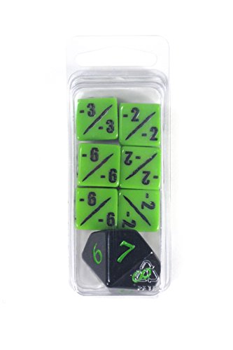 Premium MTG -1/-1 Counter Dice Set D6 with D10 Poison Spin Down - Venom Green - Hedral - Magic: The Gathering TCG CCG Wither Infect