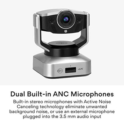 MEE audio C20PTZ 4K PTZ Webcam with 5X Digital Zoom & Remote Control; USB Ultra HD Pan-Tilt-Zoom Web Camera with Dual ANC Stereo Microphones for Streaming, Conferencing via Zoom/Skype on Mac Desktop - style: 4K Pan + Tilt + Zoom