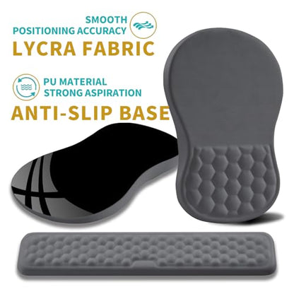 Hokafenle 2 in 1 Ergonomic Mouse Pad Wrist Support & Wrist Rest for Computer Keyboard Set, with Relieve Carpal Tunnel Pain Massage Bulge and Full Memory Gel Design (2In1 Set, Dark Gray) - color: Hk012-dark Gray