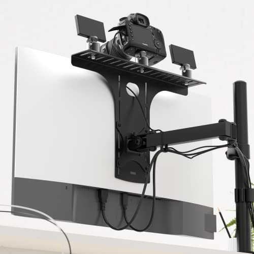 HumanCentric DSLR Monitor Mount Large, Desk Camera, Webcam & Mic Shelf | For Monitor VESA Arm, Replace Clamp Tripods, 100x100mm Patterns, Aluminum, Hardware Included, Light Mounting - size: Large Shelf