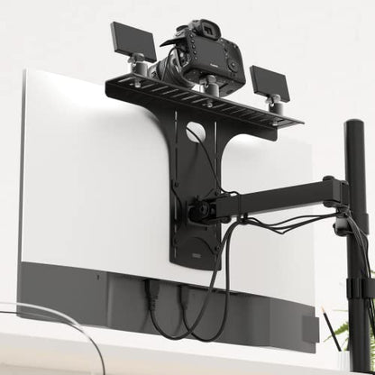 HumanCentric DSLR Monitor Mount Large, Desk Camera, Webcam & Mic Shelf | For Monitor VESA Arm, Replace Clamp Tripods, 100x100mm Patterns, Aluminum, Hardware Included, Light Mounting - size: Large Shelf