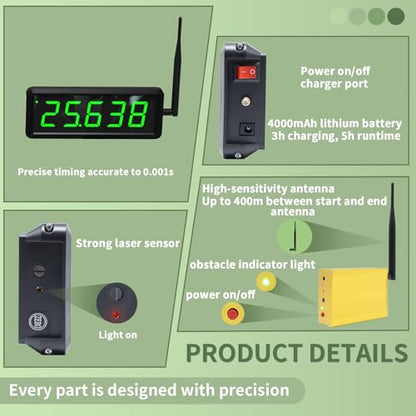 Sprint Timer for Track Wireless Race Clock, Stopwatch for Speed Training, Adjustable Tripod Precision Laser Racing Time（Taller Tripod） - style: Taller Tripod