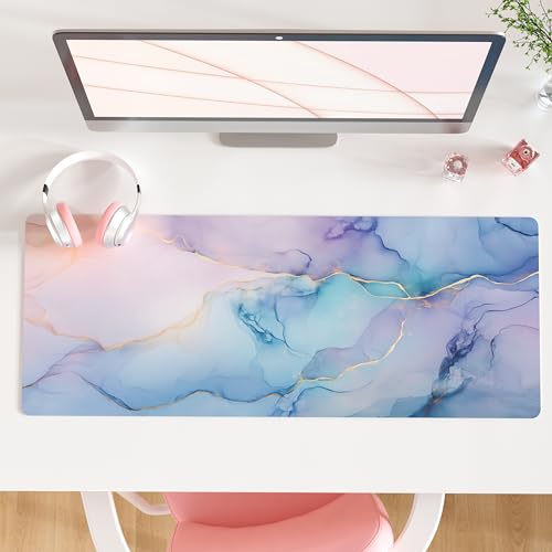 QIYI Large Mouse Pad, PU Leather Desk Mat for Desktop, Waterproof Gaming Desk Pad, Marble Painting Full Desk Accessories Keyboard Mousepad, Home & Office Décor 31.5" x 11.8" - Abstract Fluid Art - color: Abstract Fluid Art, size: 31.5" x 11.8"