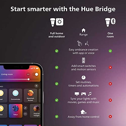Philips Hue Smart Play Starter Kit - Two Black Hue Play Light Bars+Hue Bridge+Power Supply - For TV, Gaming and Room Decor, Control With App, Works With Voice Assistants