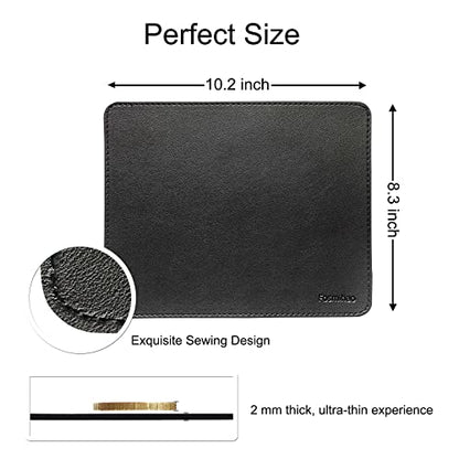 Leather Mouse Pad - Wood Mouse Pad, Double Side Mouse Pad with Stitched Edge, Waterproof Ultra Thin Mouse Pad for Computers, Laptop, Office & Home, 10.2 x 8.3 Inch, 1 Pack (Black) - color: Black