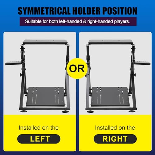 GTPLAYER Sim Racing Wheel Stand Simulator Cockpit Wheel Stand Racing Steering Shifter Mount fit for Logitech G25 G27 G29 G920 G923 Thrustmaster T330TS Gaming Stand Wheel Pedals NOT Included, Black - color: Black