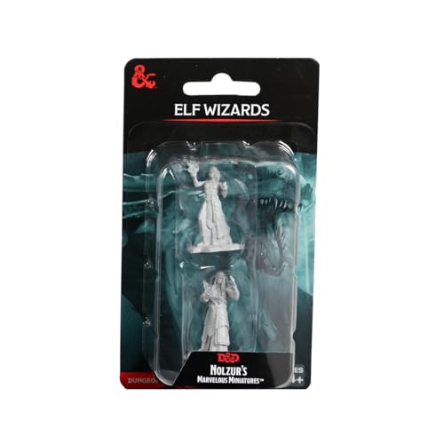 WizKids D&D Nolzur's Marvelous Miniatures: Elf Wizards Dungeons and Dragons Unpainted Miniatures - style: Elf Wizards