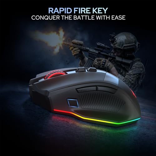 Redragon M923 PRO Wireless RGB Gaming Mouse 24K DPI Remapping Keys | Cable-Free 0 Delay, Smooth Precise Tracking, Custom Macro Keybinds, Vibing Backlight, Ergonomic Grip Body Comfort - style: Wireless