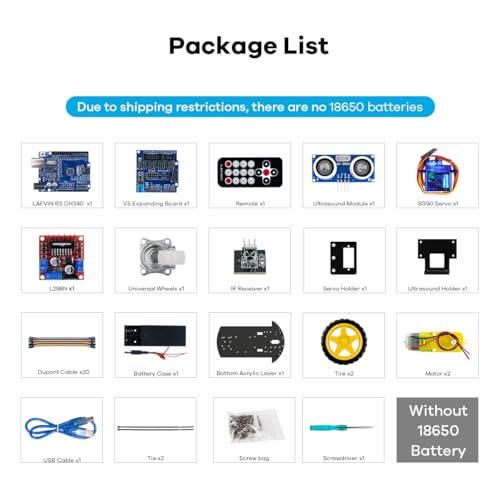 LAFVIN 2WD Smart Robot Car Kit with R3 Board, Ultrasonic Sensor, L298N Motor Driver, IR Remote Control, Obstacle Avoidance STEM Educational DIY Kit for Beginners - size: V1