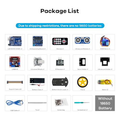 LAFVIN 2WD Smart Robot Car Kit with R3 Board, Ultrasonic Sensor, L298N Motor Driver, IR Remote Control, Obstacle Avoidance STEM Educational DIY Kit for Beginners - size: V1