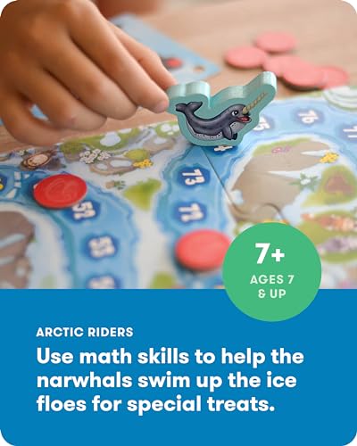SimplyFun Arctic Riders - Educational & Fun Math Games for Kids - Practice Upper Level Addition & Subtraction Skills for Kids 7 & Up - 2 to 4 Players - style: Arctic Riders