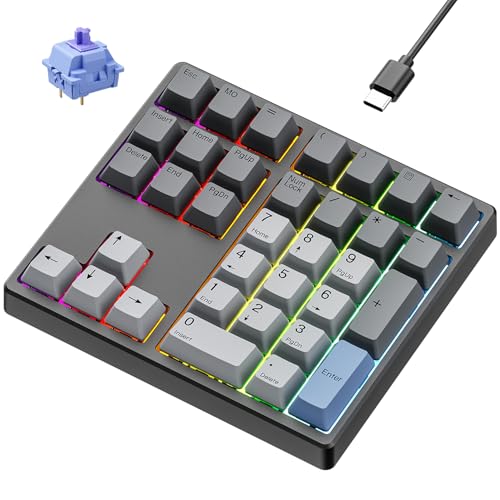 Kisnt MF34 Mechanical Numpad, Full-Function for Heavy Excel Financial | QMK/VIA Programmable, Wired 34 Keys Hot Swappable, Custom RGB with PBT Keycaps for Laptops PC Compact Keyboards