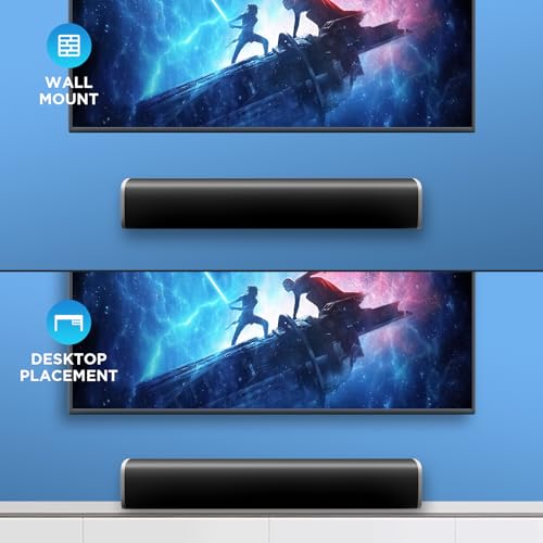 MZEIBO Sound Bar,50W TV Speaker with ARC/Optical/AUX/Bluetooth 5.3, Clear Dialogue & Deep Bass, Home Theater Audio System - color: Silver
