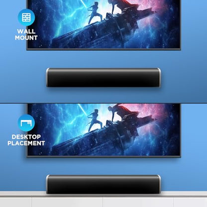 MZEIBO Sound Bar,50W TV Speaker with ARC/Optical/AUX/Bluetooth 5.3, Clear Dialogue & Deep Bass, Home Theater Audio System - color: Silver