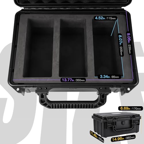 QINGUANG Graded Card Case Storage Box for PSA/CSG/CGC/BGS Collection | 3 Rows PSA Slab Case | with 6 Foam Dividers | IPX5 Waterproof | Fits for Graded Cards / One Touch / Toploaders - size: 3 Rows standard
