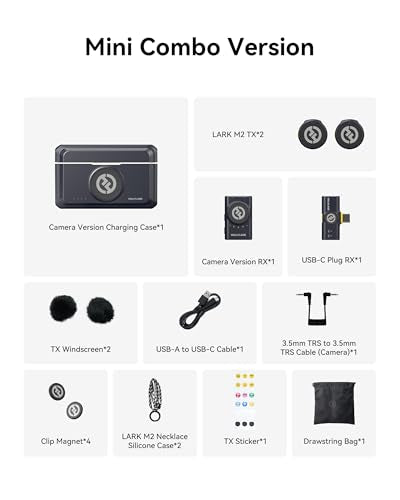Hollyland Lark M2 Wireless Microphone for iPhone/Camera/Android/PC, 48kHz/24-bit High Fidelity Audio, 300m Range, Noise Cancelling, 40h Use, YouTube, Vlog, Streaming (Black, with Camera RX + USB-C RX) | 48kHz/24-bit High Fidelity Audio, 300m Range, RX+USB