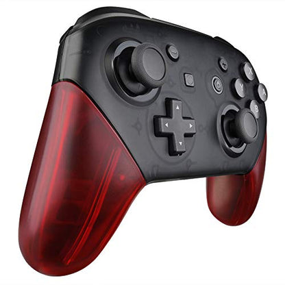 eXtremeRate Transparent Clear Red Replacement Handle Grips for Nintendo Switch Pro Controller, DIY Hand Grip Shell for Nintendo Switch Pro - Controller NOT Included - color: Clear Red