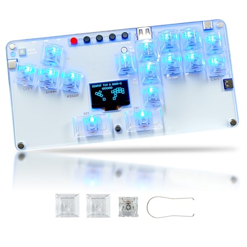 Stickless Arcade Controller 16Keys Arcade Fight Stick Game Keyboard Custom RGB & Turbo with 3 TYPE-C Ports, Mini Fighting Game Leverless Controller for PC/Android/Switch/PS3/PS4/Steam, Support SOCD - color: White