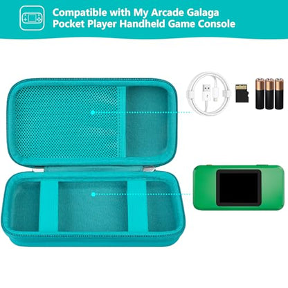 Supmay Hard Travel Case for My Arcade Galaga Pocket Player Handheld Game Console, Portable Video Game System Handheld Game Protection Case with Mesh Pocket for Batteries and USB-C Cable, Green+Green - color: Green+Green