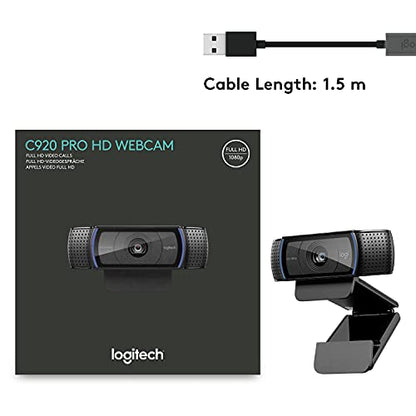 Logitech HD Pro Webcam C920, Widescreen Video Calling and Recording, 1080p Camera, Desktop or Laptop Webcam