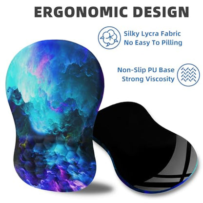 Ergonomic Mouse Pad Wrist Rest | Carpal Tunnel Pain Relief Wrist Support Mousepad with Massage Bulge Memory Foam (Nebula, 11.8x7.9 in) - color: Nebula