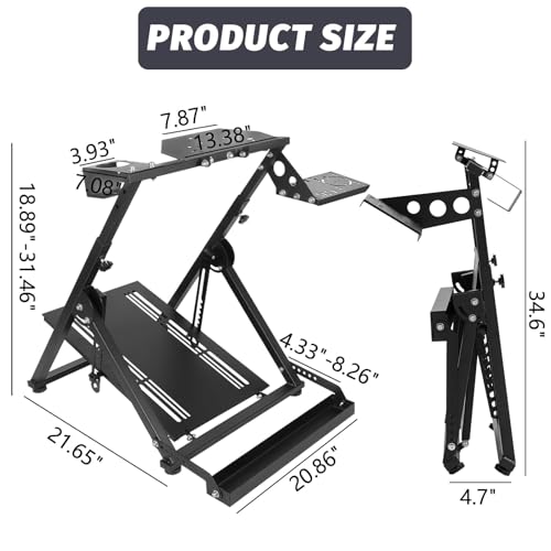 Hottoby Steering Wheel Stand with Pulley Chair Fixing Fit for Fanatec,for Thrustmaster, for Logitech G25 G27 G920, Racing Simulator Cockpit, Not Included Shifter,Wheel & Pedal