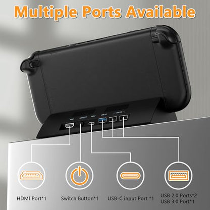 Switch 2 Dock,TV Docking Station with 4K HD Adapter/USB 3.0 Port/USB-C Port (Only Dock-Not for Use with Protective Case)