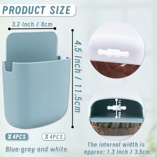 8 Pack Remote Control Holder Wall Mount Self Adhesive Wall Mounted Storage Box Pen Storage Containers for Home Office School