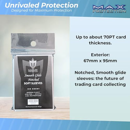 Max Protection Notched Penny Sleeves - 100ct Packs - Easy Glide Notched Card Holders- Premium, Acid-Free & Archival Safe Protection for Trading/Sports/Collectible Cards (10000 Sleeves) - size: 10000 Sleeves