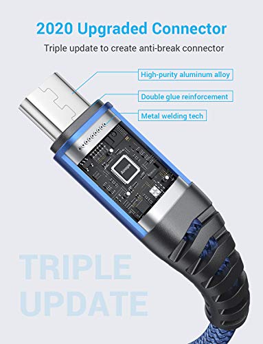 AINOPE Android Micro USB Cable [2Pack 6.6FT+6.6FT] Android Charger Cable Nylon Braid Micro USB Cable Compatible with Galaxy S7 S6 J7 Note 5, LG stylo 2/3 LG G3-Blue - color: Blue, size: 6.6 ft + 6.6 ft