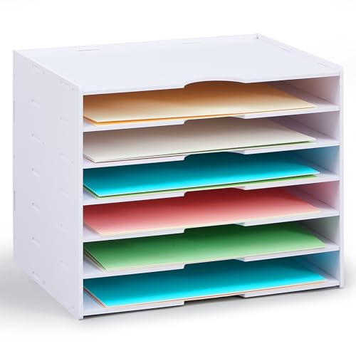 7 Tier Scrapbook Paper Organizer 14.2 x 10.2 x 11.8 Inch Stackable Paper Storage Holder for Desk Desktop File Organizer for Home Office Classroom School - color: 7 Tier, size: 14.2 x 10.2 x 11.8 Inch