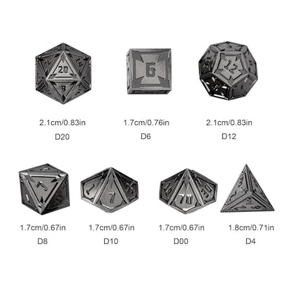 UDIXI Metal Dice Set D&D Heavy Metallic DND Dice for Tabletop Game (Nickel) | 7-Pieces, Lozenge Pattern, Zinc Alloy Material, Gorgeous Gift Case, DM Gift, for Dungeons and Dragons Role Playing Games - color: Ancient Silver
