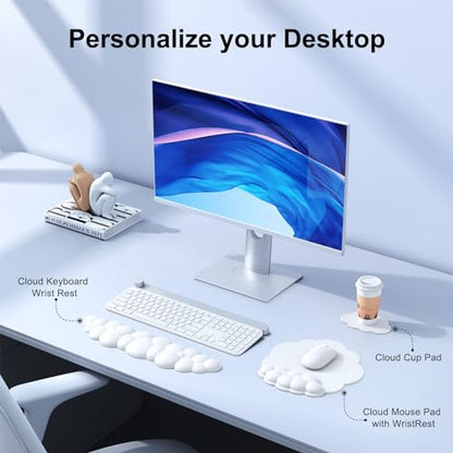 MOKURU Cloud Mouse Pad with Wrist Rest, Cloud Keyboard Wrist Rest, Mouse Pad Wrist Support, Ergonomic Keyboard Mouse Wrist Support White - color: White