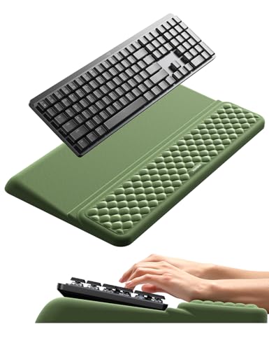 Vaydeer Wrist Rest with Keyboard Stand, Computer Wrist Support Pad, Ergonomic Keyboard Riser Holder Lifter Tray with Wrist Pad, Soft Memory Foam Desk Cushion, Palm Hand Typing for Office Home School - color: Olive Green, size: Large