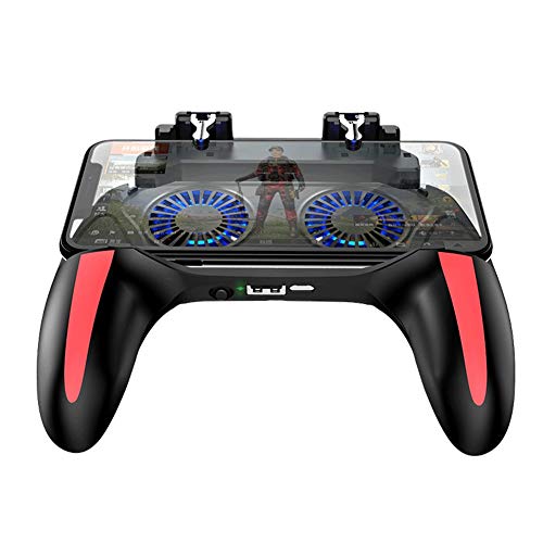 Mobile Game Controller Ergonomic Handle Dual Cooling Fans Mobile Phone Game Controller Gamepad Fast Heat Dissipation No Noise Suitable for 4.7-6.5inch phones(5000mah)