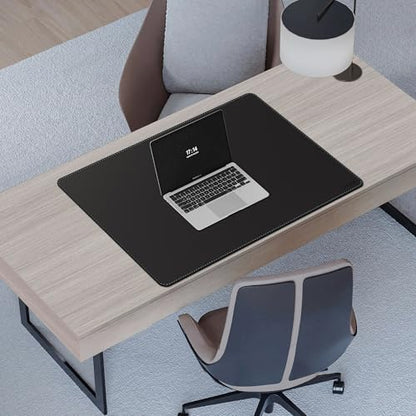 CENNBIE Leather Desk Mat - 31.4" x 19.6" Computer Desk Pad (Black) | Premium stitched edges resist wear. Easy to clean. Protects desk from spills, stains ,scratches. Smooth glide. Office & home. - color: Black, size: 19.6" x 31.4"