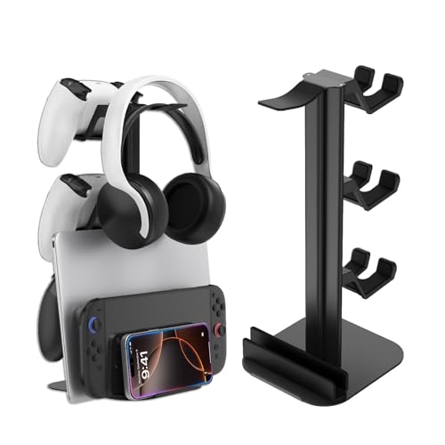 Game Controller Holder & Headphone Stand for Desk, 3-Layer Headset Holder Storage Organizer Switch/Headphones/Controller/Laptop Mobile Phone