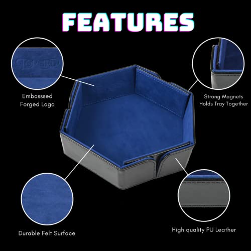 Forged Dice Co. 6.5 Inch Magnetic Folding Dice Tray - Portable Folding Dice Rolling Tray for DND & D&D - Quiets Rolling Metal Dice, Folds Flat - Purple - color: Purple