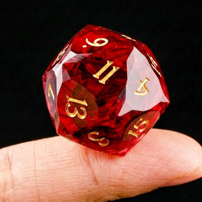 Multifaceted DND Single D20 Dice Resin Sharp Edge 20 Sided D&D Dice, 22Mm Handmade Polyhedral for Dungeons and Dragons, RPG, Roleplaying MTG Table Games - color: D20-red Dark
