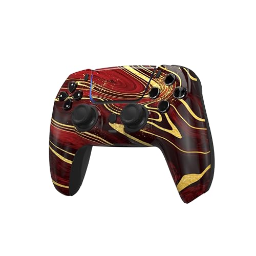 ProControllers LLC Custom Wireless Controller for PS5 - Hand Airbrushed & Multiple Designs Available (Red & Gold Swirl) - color: Red & Gold Swirl