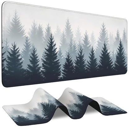 Misty Pine Forest Large Mouse Pad Gaming Keyboard Desk Pad Extended Mouse Mat Non-Slip Rubber Base with Stitched Edges for Office Game Home XXL 35.4"X 15.7" - color: Abstract Rainbow Paw Print