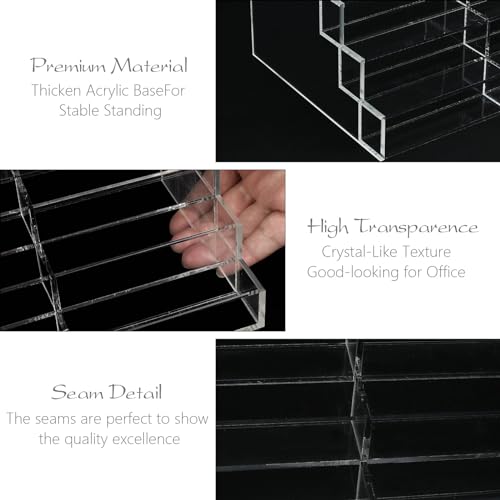 Vevitts 20 Slots Acrylic Business Card Holder, Clear Plastic Desk Business Card Stand, Multi-Card Display Rack for Office Home School Recipe Brochure File