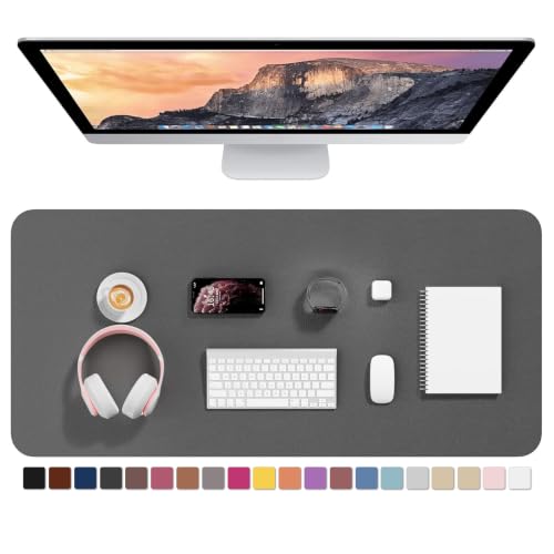 Hsurbtra Desk Pad, 35.5" x 17" PU Leather Desk Mat, XXL Extended Mouse Pad, Waterproof Desktop Blotter Protector, Non-Slip Ultra Thin Large Laptop Keyboard Writing Mat for Office Home, Dark Gray - color: Dark Gray, size: 35.5" x 17"