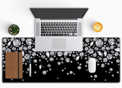 Large Gaming Mouse Pad with Stitched Edges, Desk Mat Extended Keyboard Pad, Non-Slip Rubber Base Desk Pad for Laptop, Office, Home, 31.5X11.8 inch Shiny Diamond Pattern - color: Shiny Diamond Pattern