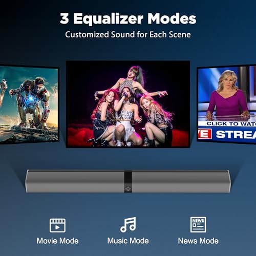 Sound Bar for Smart TV, 80W Soundbar with Bluetooth/ARC/Opt/AUX Connect, Auto Volume Boost, 3 Equalizer Modes, 2 in 1 Detachable Soundbar for TV/PC/Gaming/Projectors - color: Gray