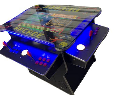 Full Size Commercial Grade Cocktail Arcade Machine 4500 Games Lift Up/Tilt Screen 26.5 Screen Tempered Glass 2 Stools Included 5 Year Warranty Black